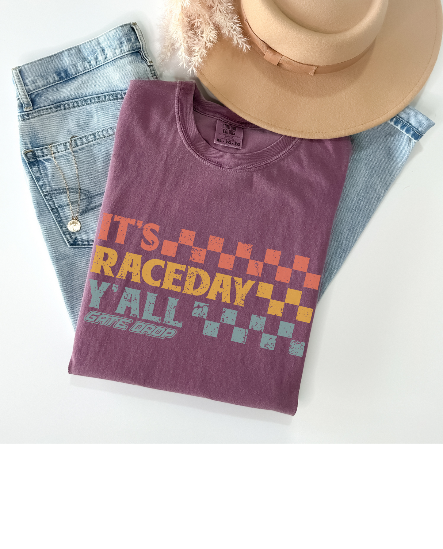 Gate Drop It's Race Day Y'All Checkered Adult Comfort Colors® Shirt