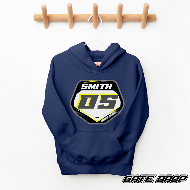 Gate Drop Motocross Personalized Race Plate Youth Hoodie