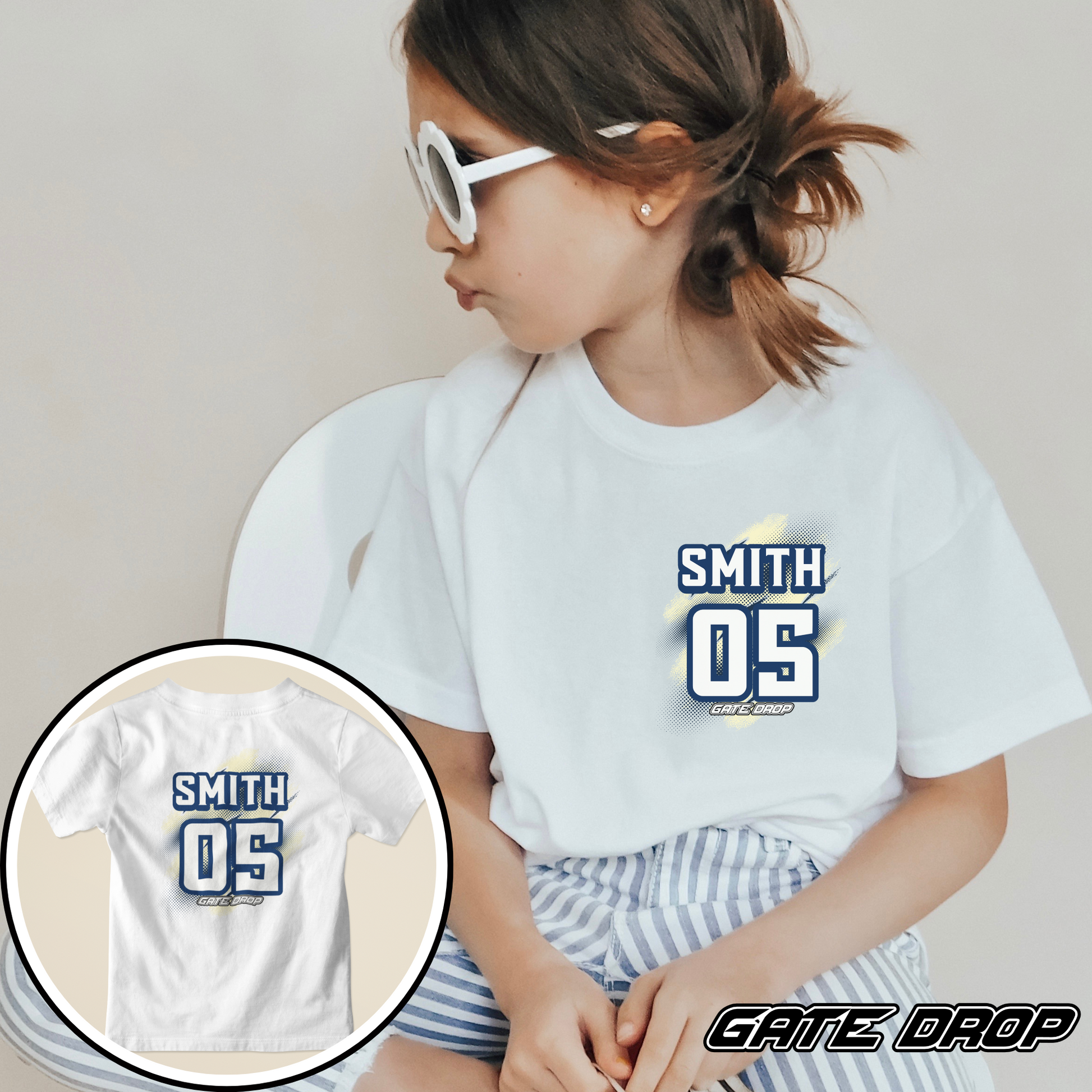 Gate Drop Personalized Name and Number Moto Youth Race Tee Shirt