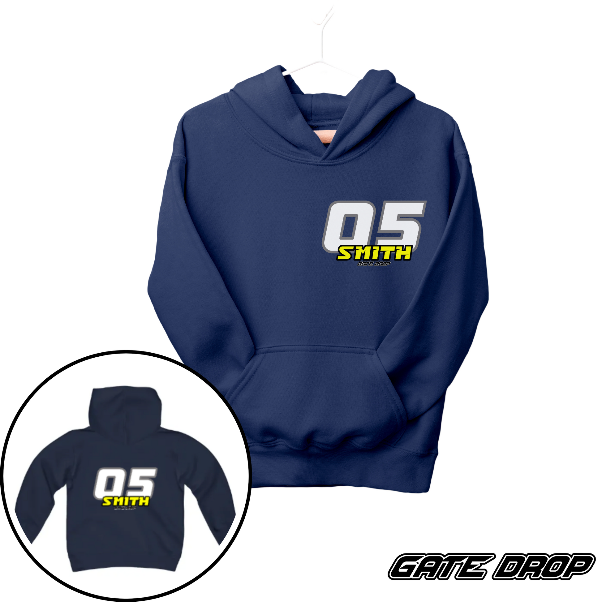 Gate Drop Personalized Race Name and Number Moto Kid Youth Hoodie