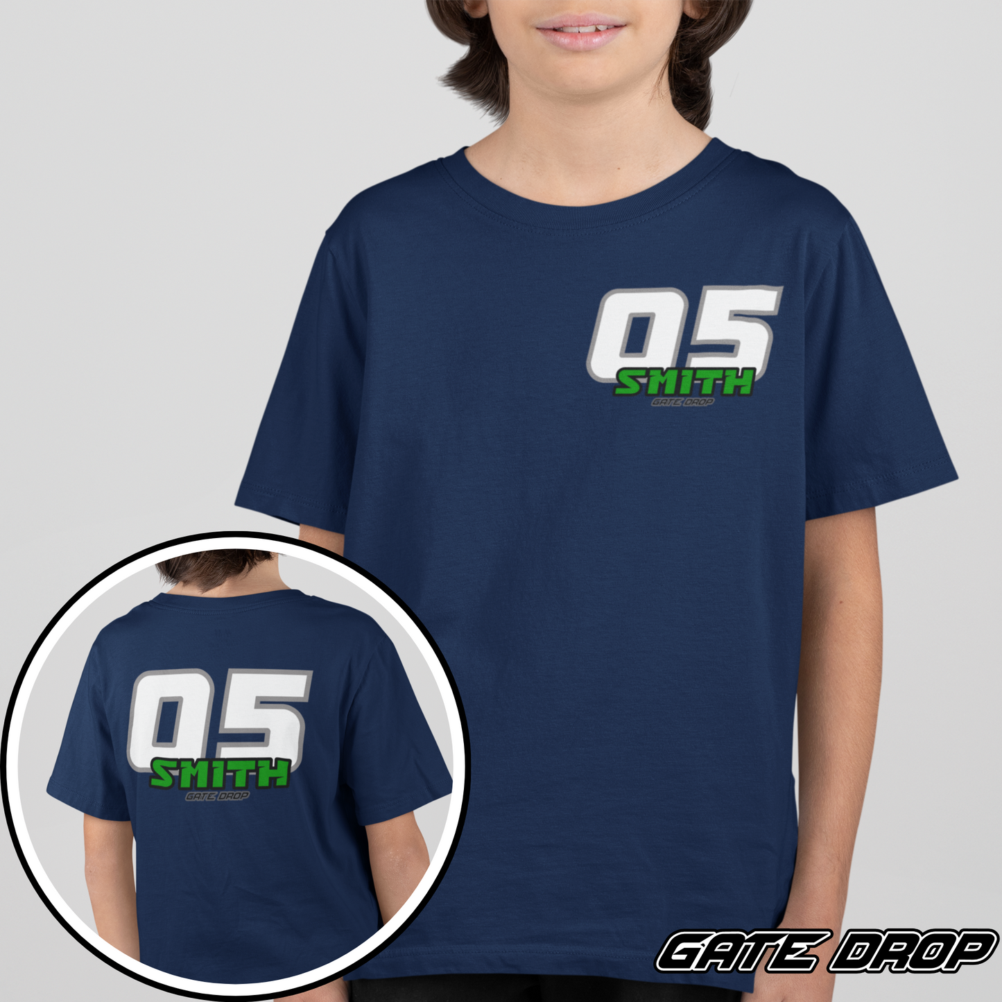 Gate Drop Personalized Race Name and Number Youth Tee shirt