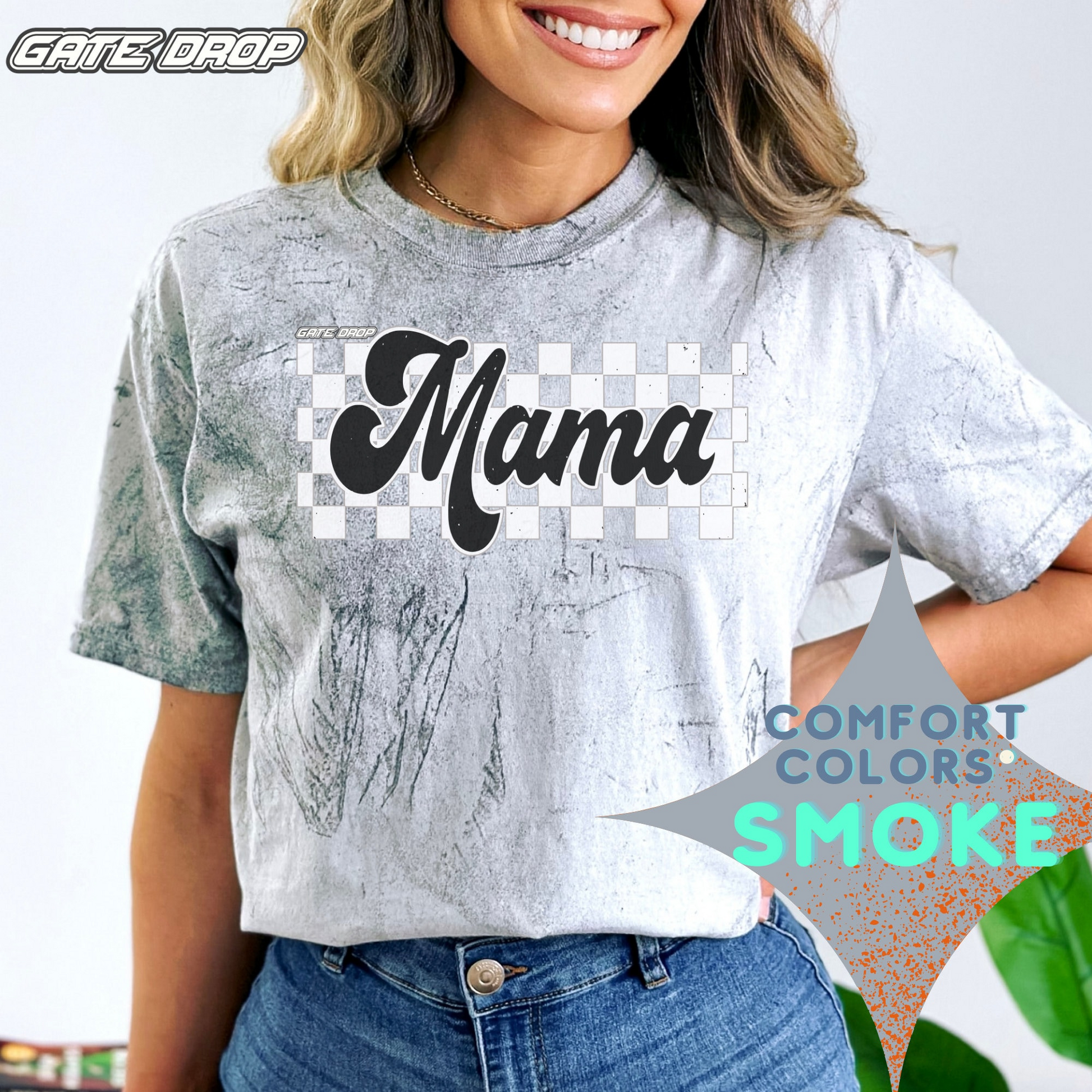 Gate Drop Race Mama Checkered Comfort Colors® shirt