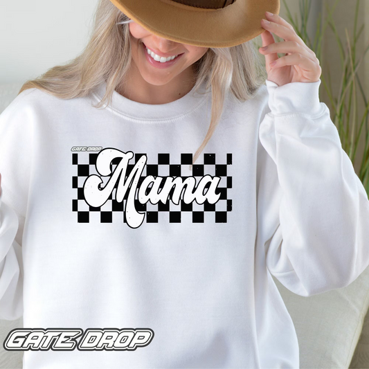 Gate Drop Race Mama Retro Checkered Sweatshirt