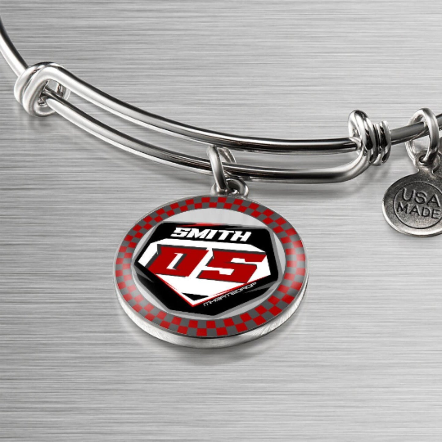Personalized Moto Plate Charm Bracelet