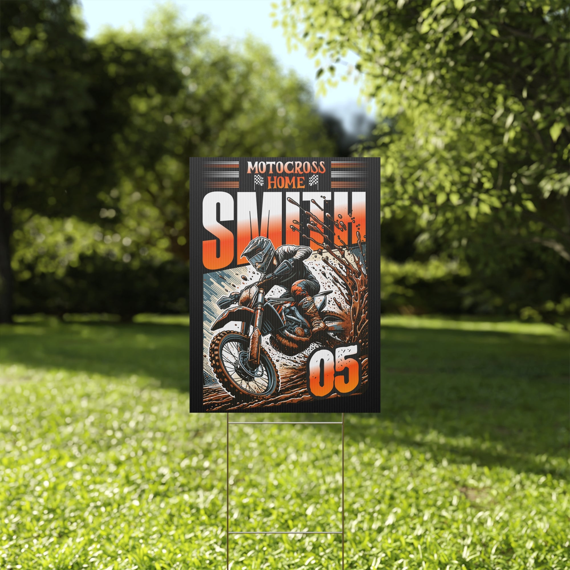 Personalized Motocross Plastic Yard Sign