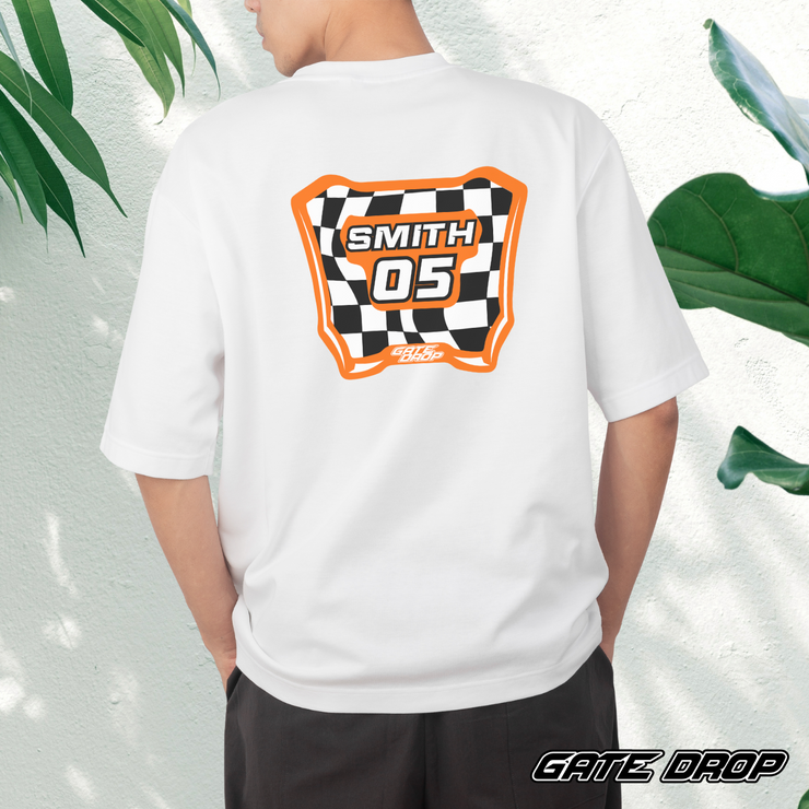 Gate Drop Custom Checkered Moto Plate Youth T Shirt.