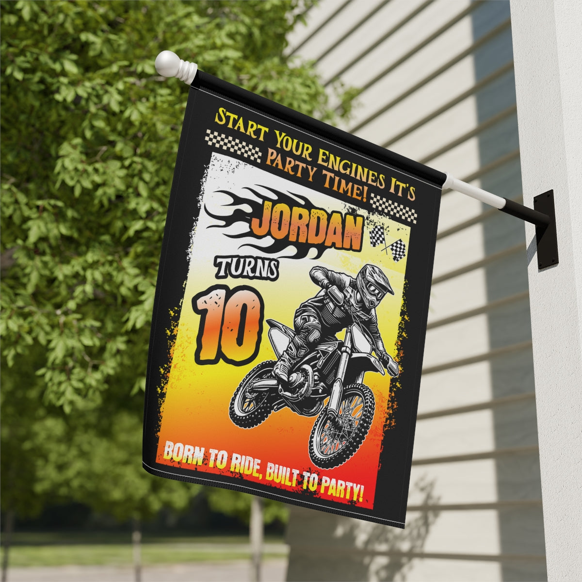 Personalized Motocross Birthday Flag or Banner