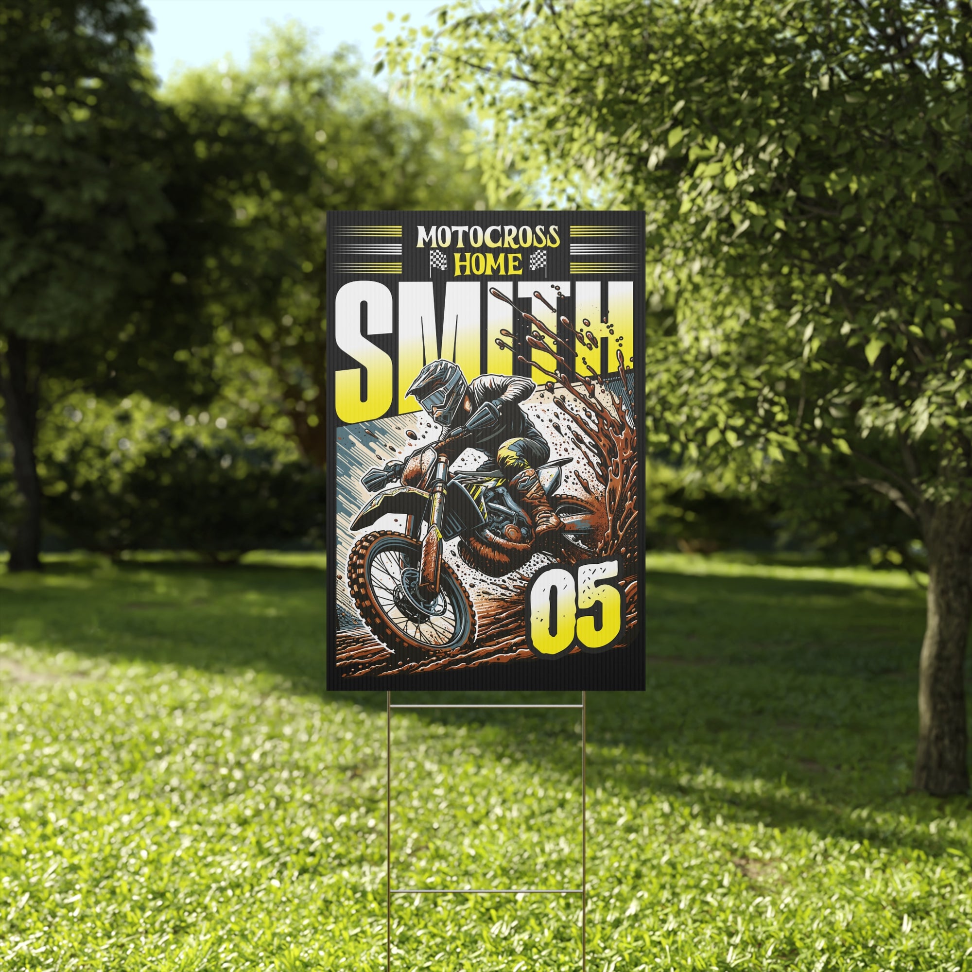 Personalized Motocross Plastic Yard Sign