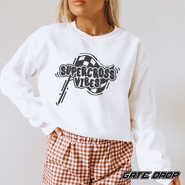 Retro Checkered Flag Supercross Vibes Sweater