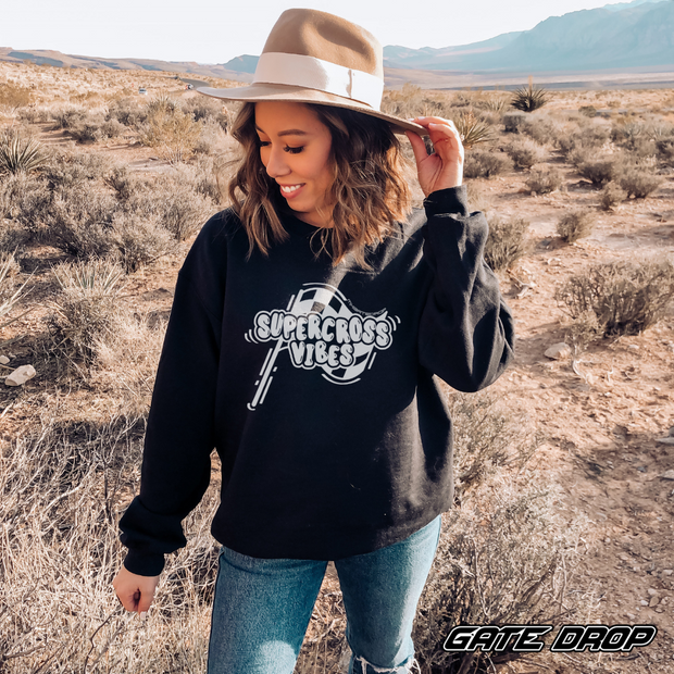 Retro Checkered Flag Supercross Vibes Sweater