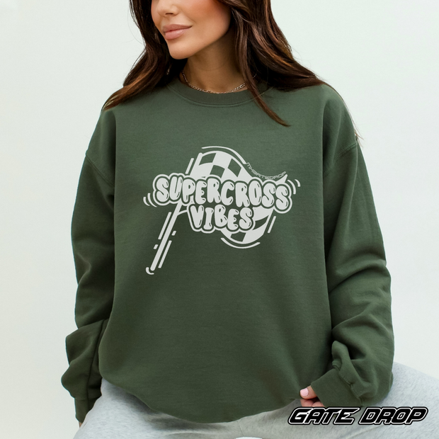 Retro Checkered Flag Supercross Vibes Sweater