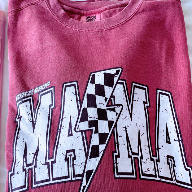 Gate Drop Bolt MAMA Retro Checkered Race Sweatshirt - Comfort Colors®