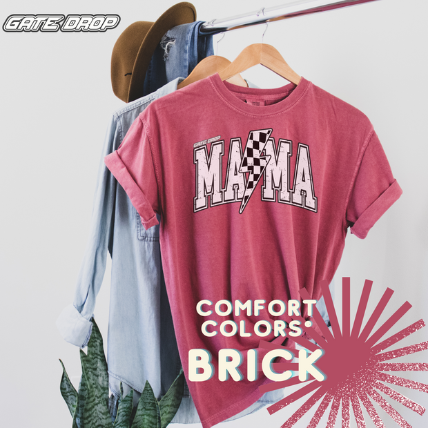 Bolt MAMA Checkered shirt, Retro Mama Comfort Colors® Shirt Vintage Race Mom Moto Mom Mother's Day Birthday gift Motocross Supercross racing