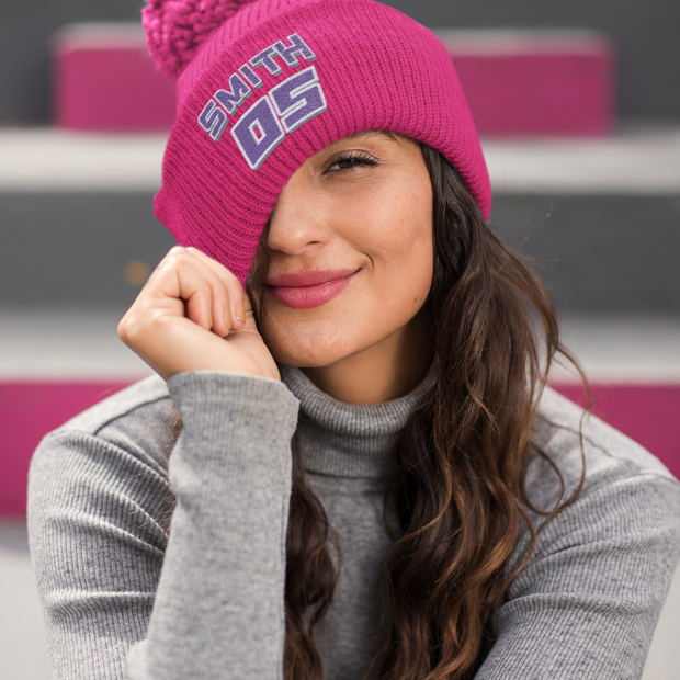 Custom Embroidered Pom Pom Motocross Beanie