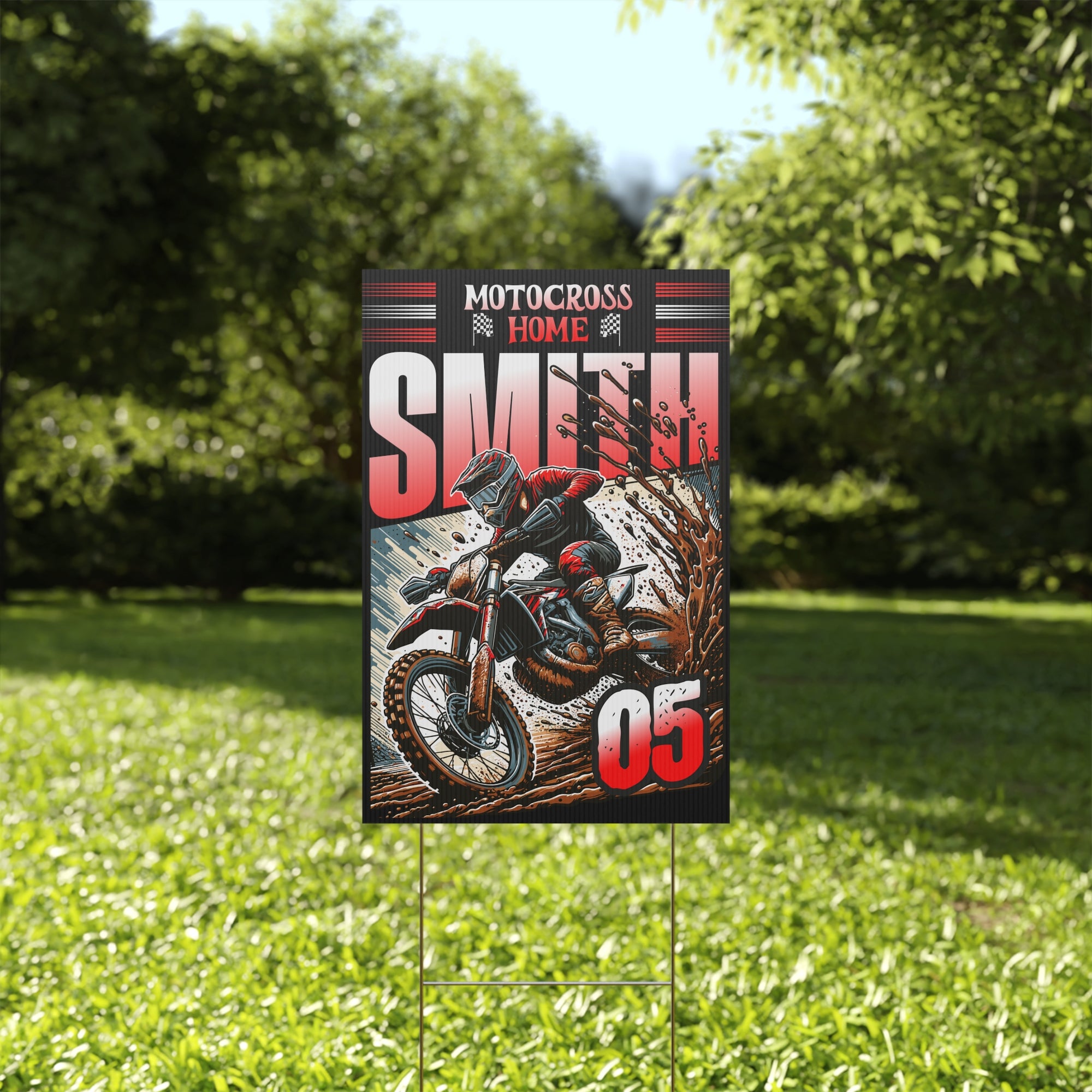Personalized Motocross Plastic Yard Sign
