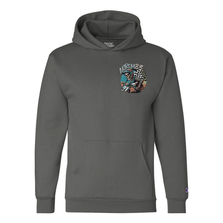 Moto Dad Riding Skeleton Custom Champion Hoodie