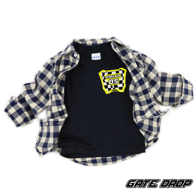 GateDropPersonalizedMXCheckeredMotoPlateYouthTEEShirt