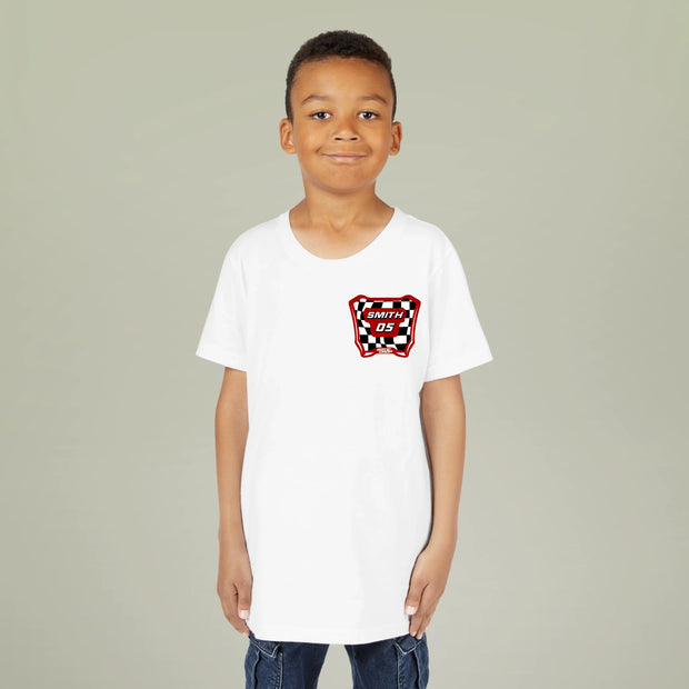 Gate Drop Custom Checkered Moto Plate Youth T Shirt