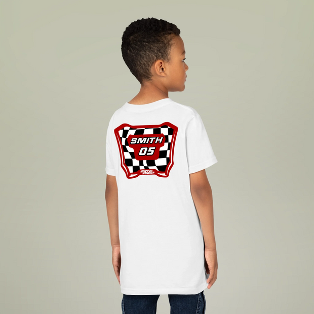 Gate Drop Custom Checkered Moto Plate Youth T Shirt