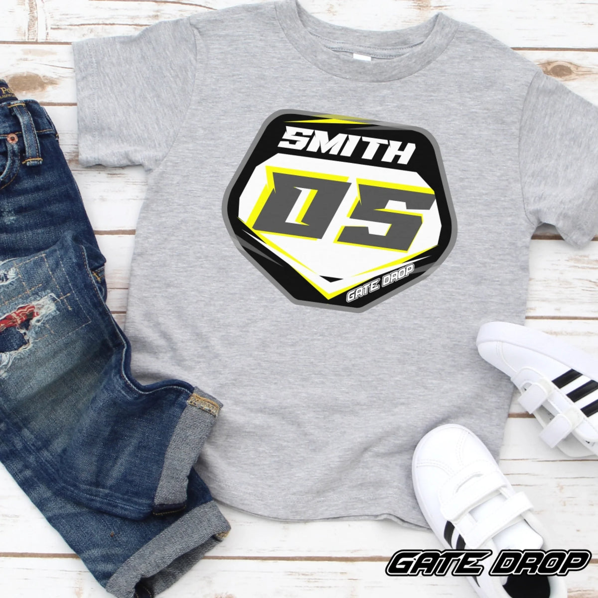 GateDropCustomNameandNumberMotocrossPlateYouthTeeShirt