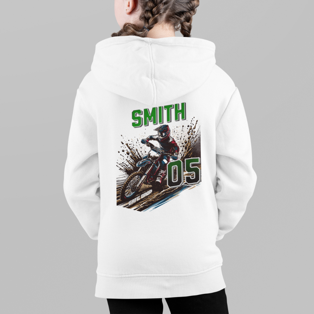Personalized Front and Back Summer Motocross Youth Hoodie