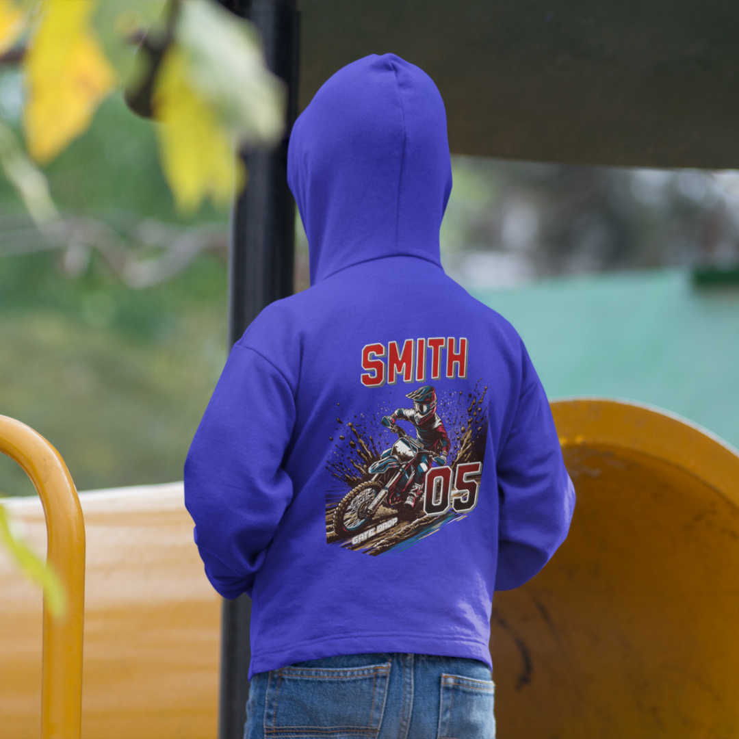 Personalized Front and Back Summer Motocross Youth Hoodie