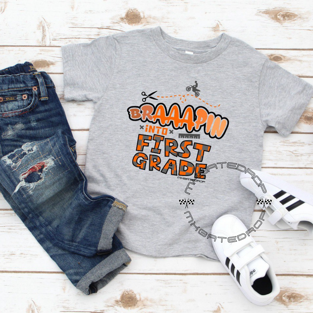 Brappin into My First Grade Motocross Toddler Shirt