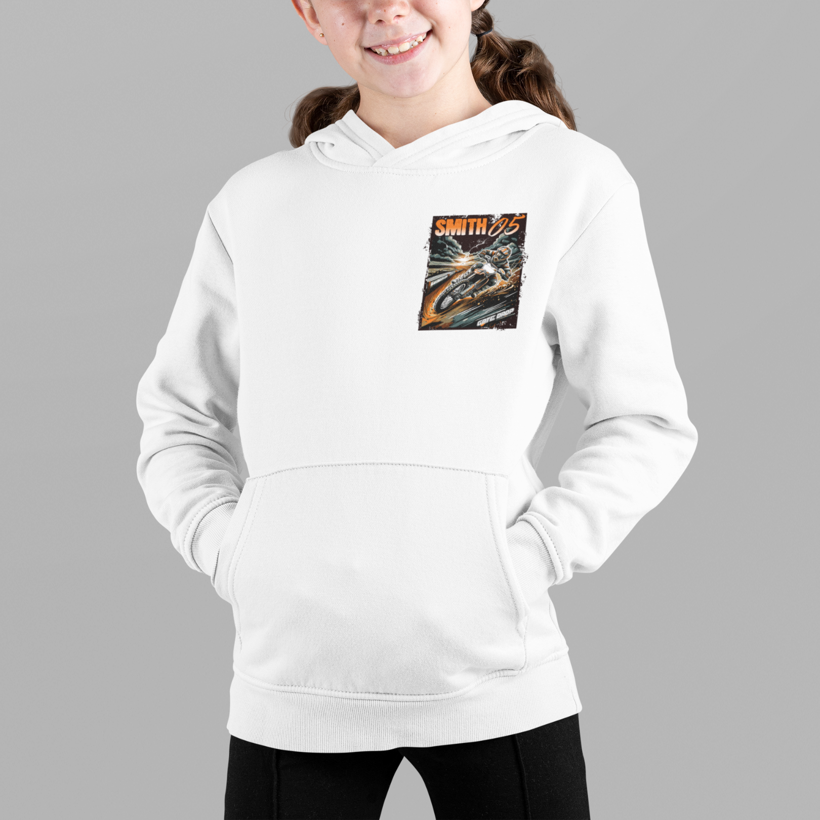 Personalized Summer Motocross Hoodie for Youth Riders