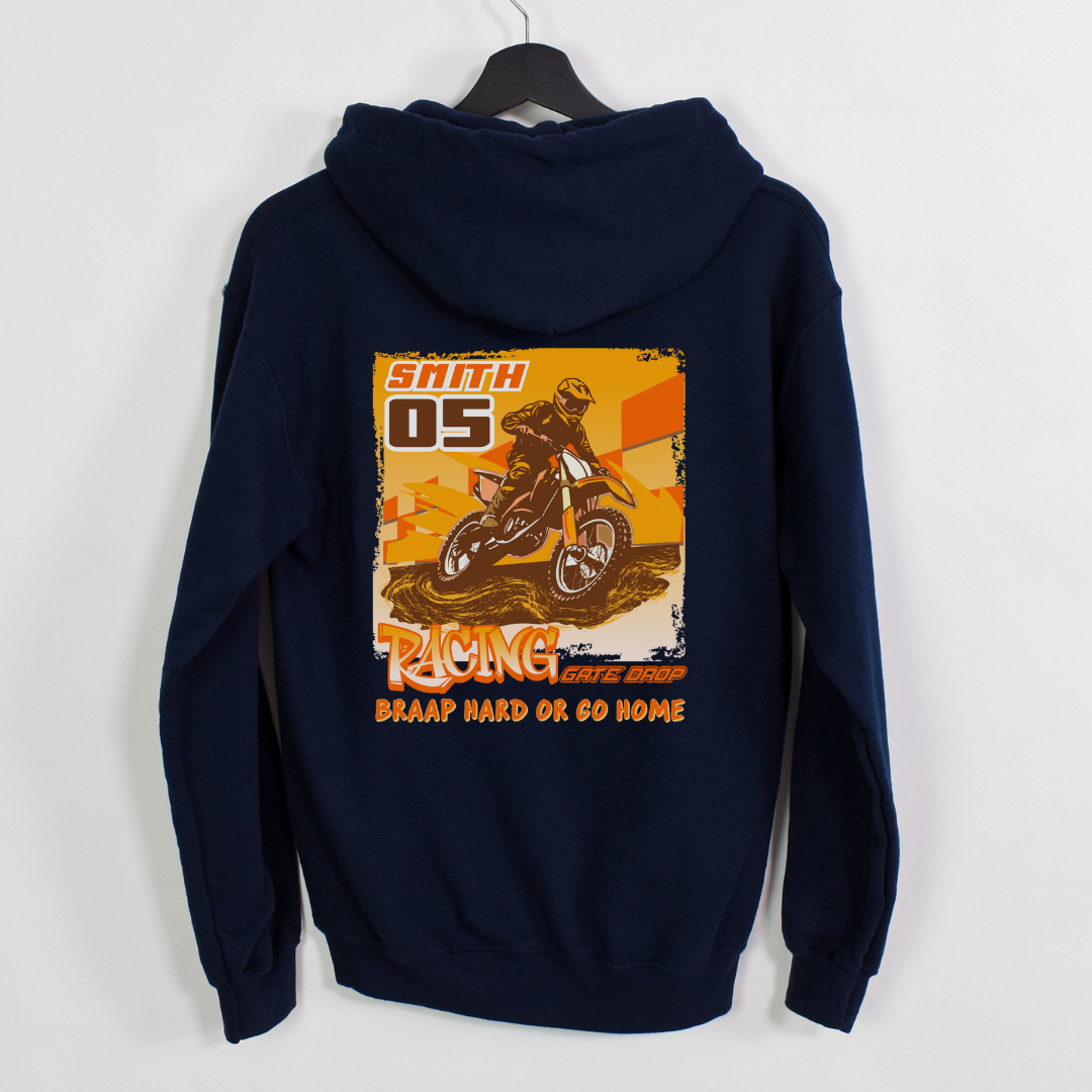 GATE DROP Custom Orange Name and Number Hoodie