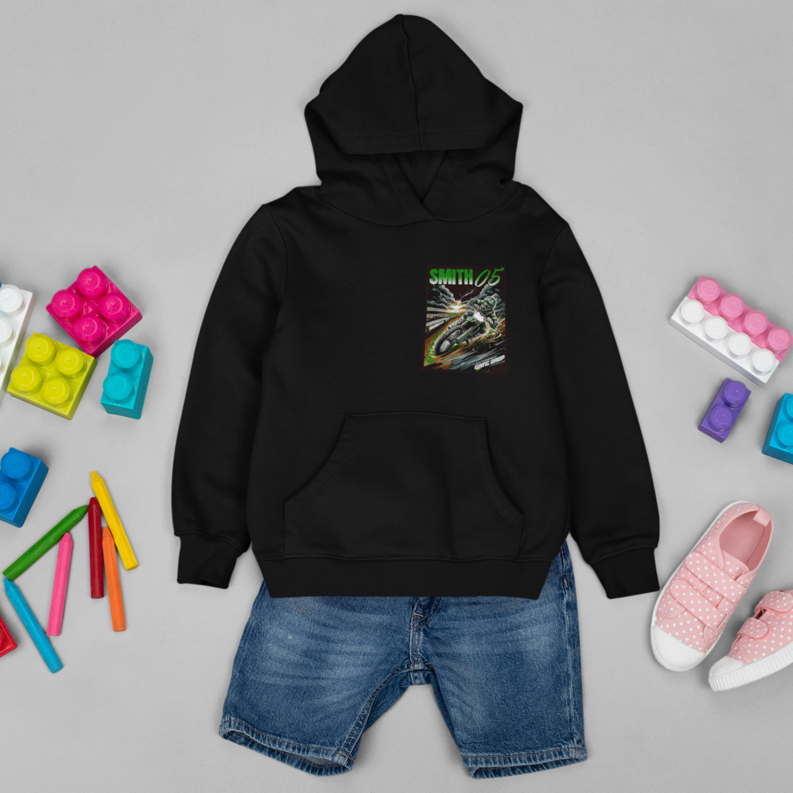 Personalized Summer Motocross Hoodie for Youth Riders