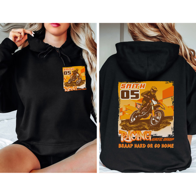 Custom Name and Number Hoodie Front and Back Print
