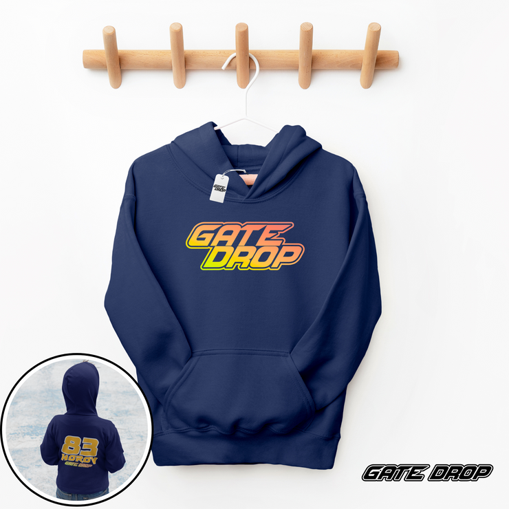 Custom Moto Kid Gradient Hoodie front and back Navy
