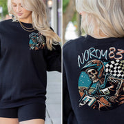 Moto Dad Mom Riding Skeleton Custom Sweatshirt