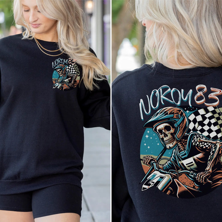 Moto Dad Mom Riding Skeleton Custom Sweatshirt
