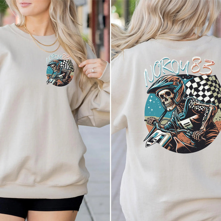 Moto Dad Mom Riding Skeleton Custom Sweatshirt