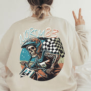 Moto Dad Mom Riding Skeleton Custom Sweatshirt