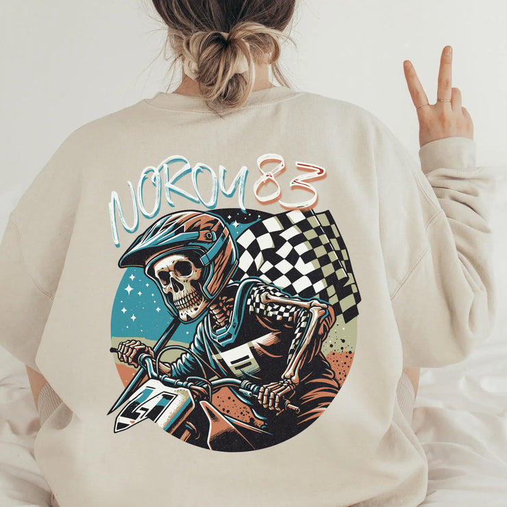 Moto Dad Mom Riding Skeleton Custom Sweatshirt