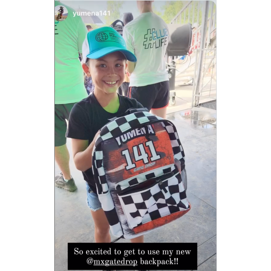 Motocross Cyan Black Pink Personalized Premium Kids Backpack, Back To