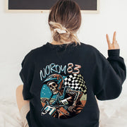 Moto Dad Mom Riding Skeleton Custom Sweatshirt