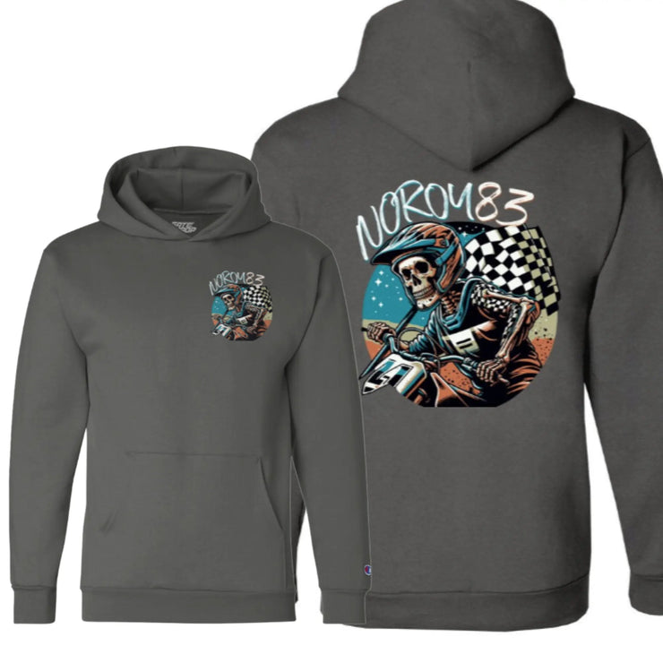 Moto Dad Riding Skeleton Custom Champion Hoodie