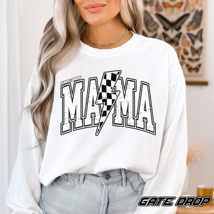 Gate Drop Bolt MAMA Retro Checkered Race Sweatshirt - Comfort Colors®