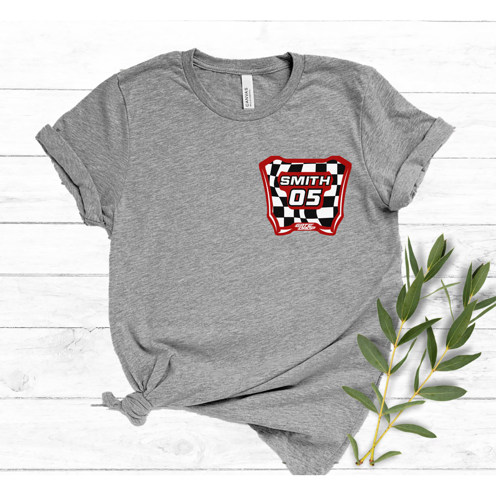 Gate Drop Checkered MX Plate Custom Name and Number T shirt