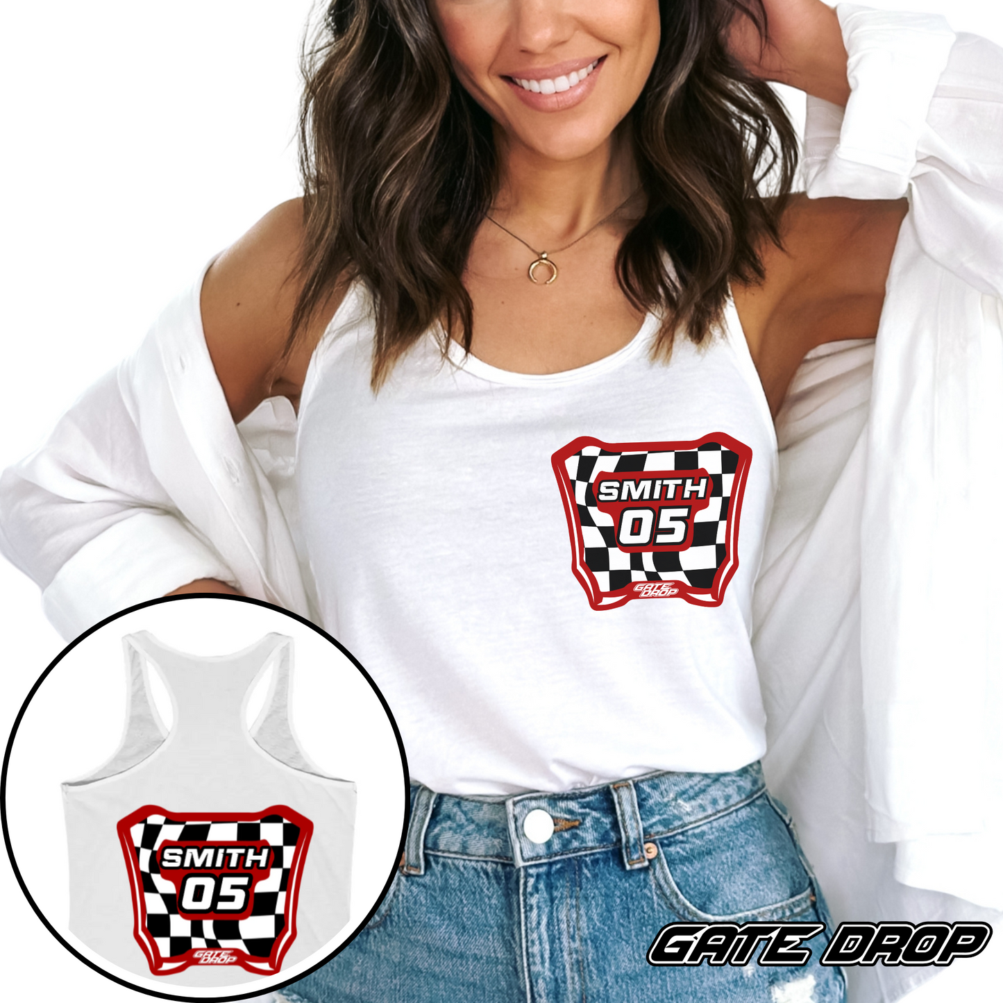 Gate Drop Custom Checkered Plate Name and Number Tank Top