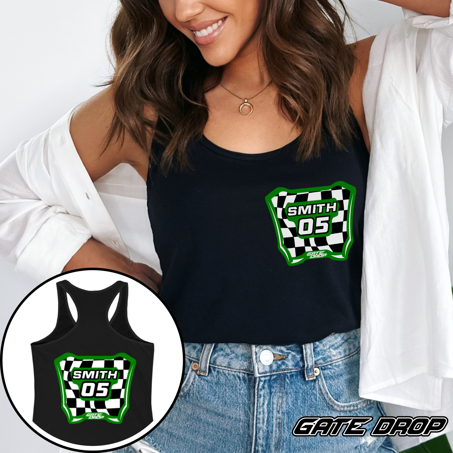 Gate Drop Custom Checkered Plate Name and Number Tank Top