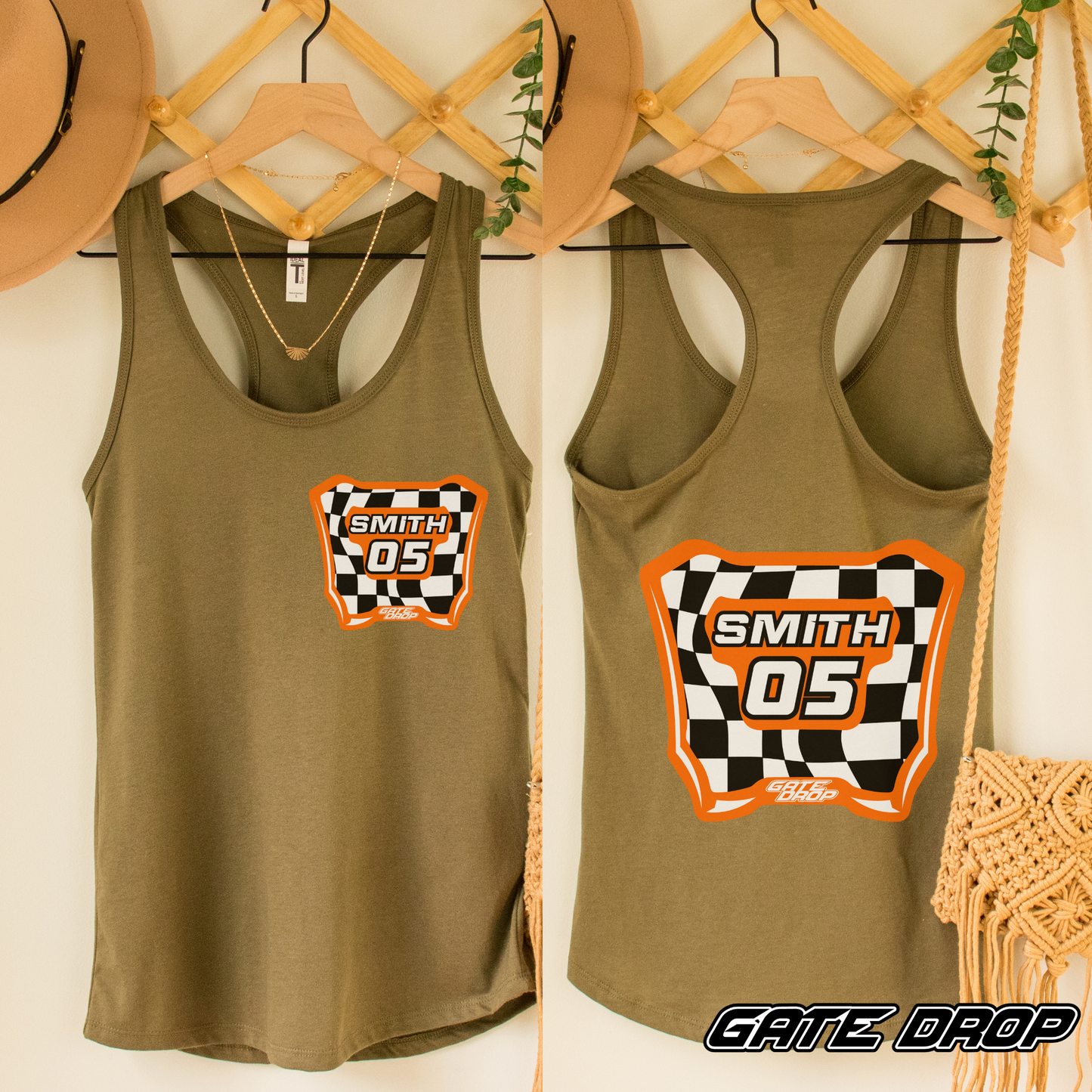 Gate Drop Custom Checkered Plate Name and Number Tank Top