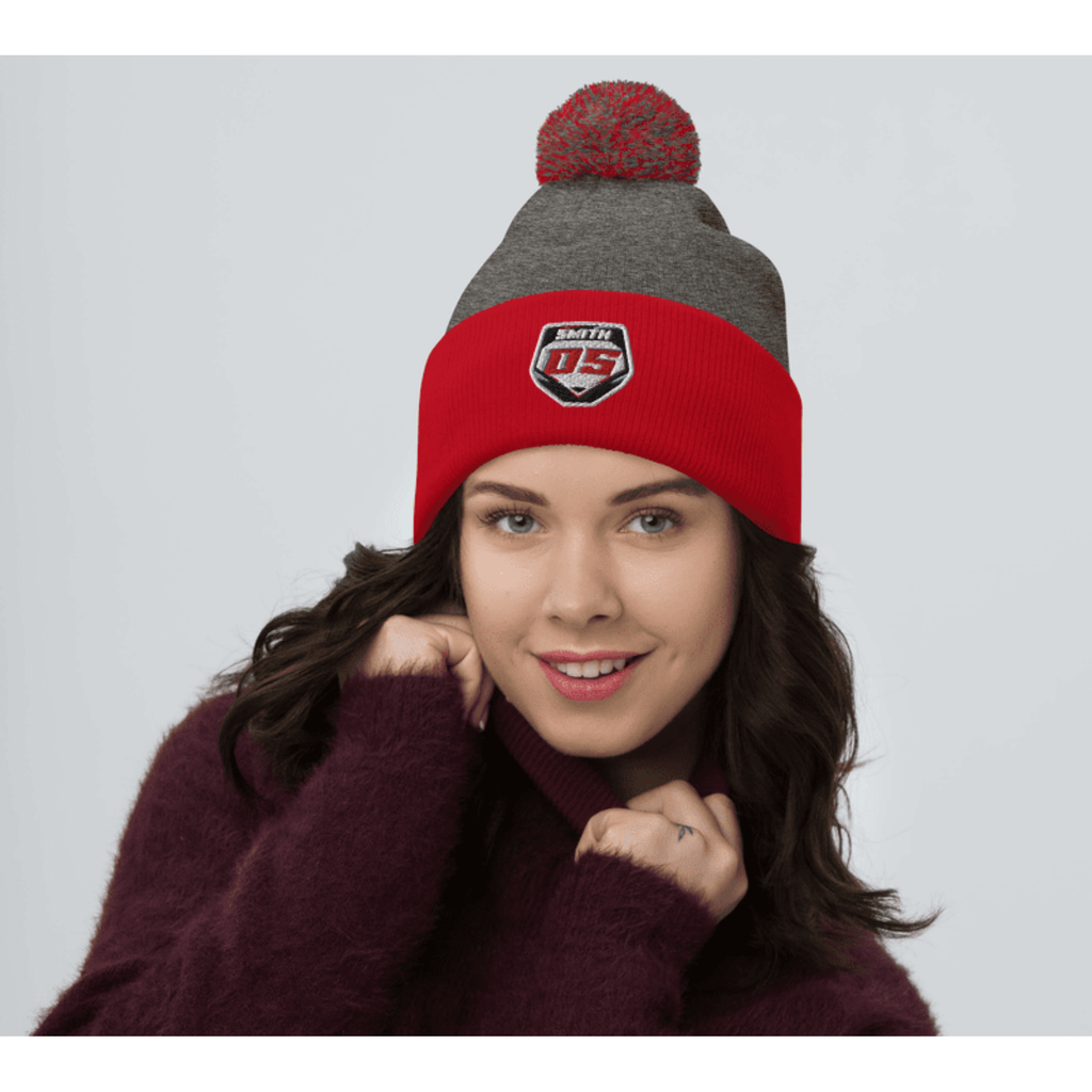 Gate Drop Custom Embroidered Pom Pom Motocross Plate Beanie