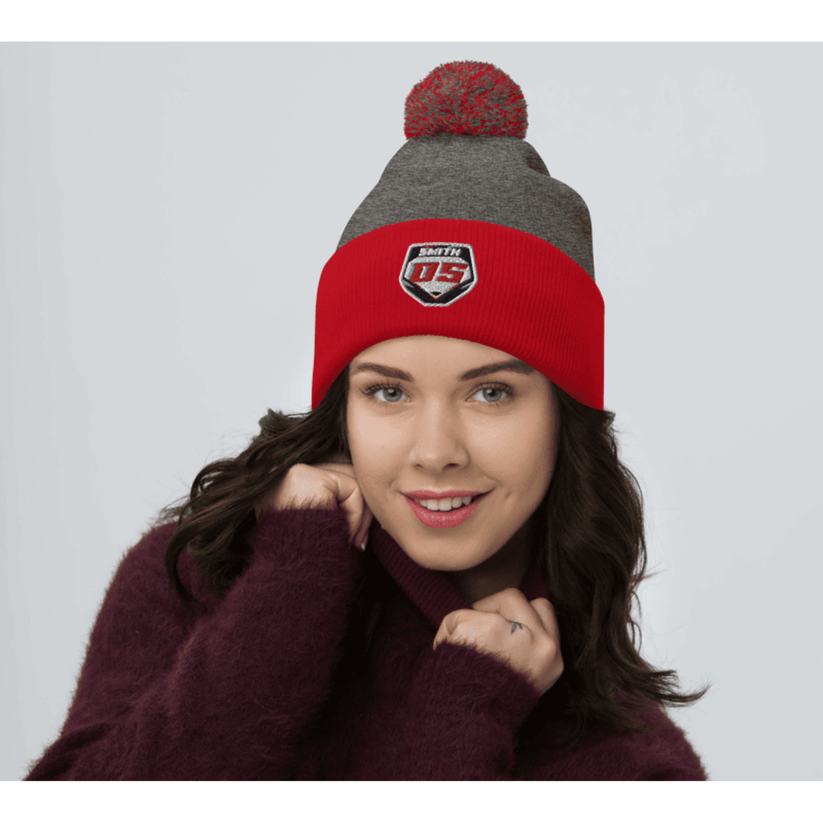 Gate Drop Custom Embroidered Pom Pom Motocross Plate Beanie
