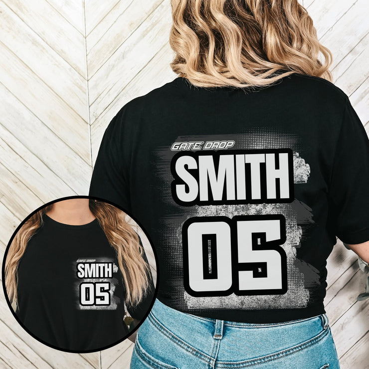 Gate Drop Custom Name and Number Adult Motocross Racing T-Shirt