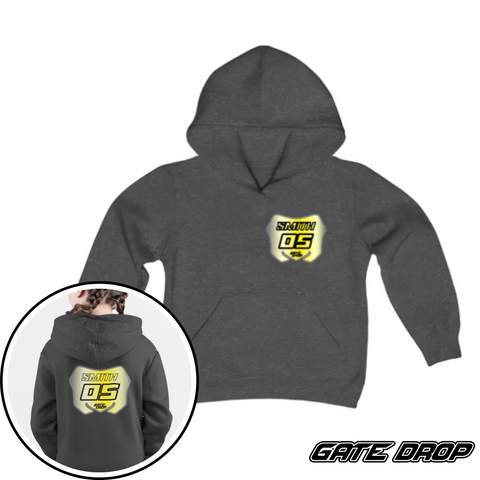 Gate Drop Custom Name and Number Gradient Plate Motocross Kids Hoodie