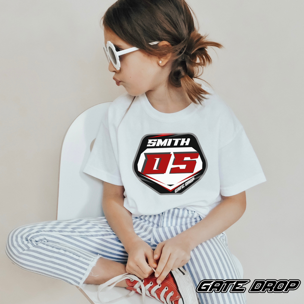 Gate Drop Custom Name and Number Motocross Plate Youth Shirt
